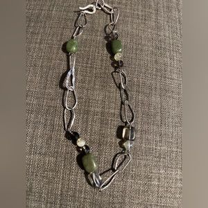 Silpada sterling silver link necklace with smoky quartz, citrine, and jade
